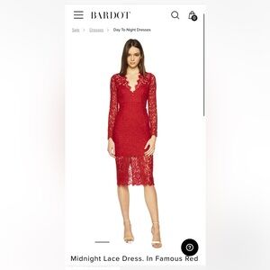 Bardot midnight lace dress in famous red X Small XS US 4